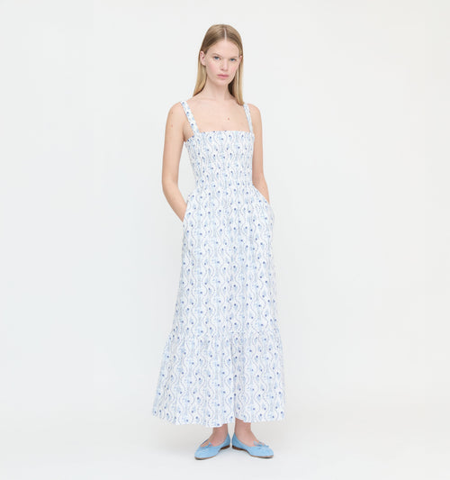 The Anjuli Nap Dress - Blue Vine Stripe