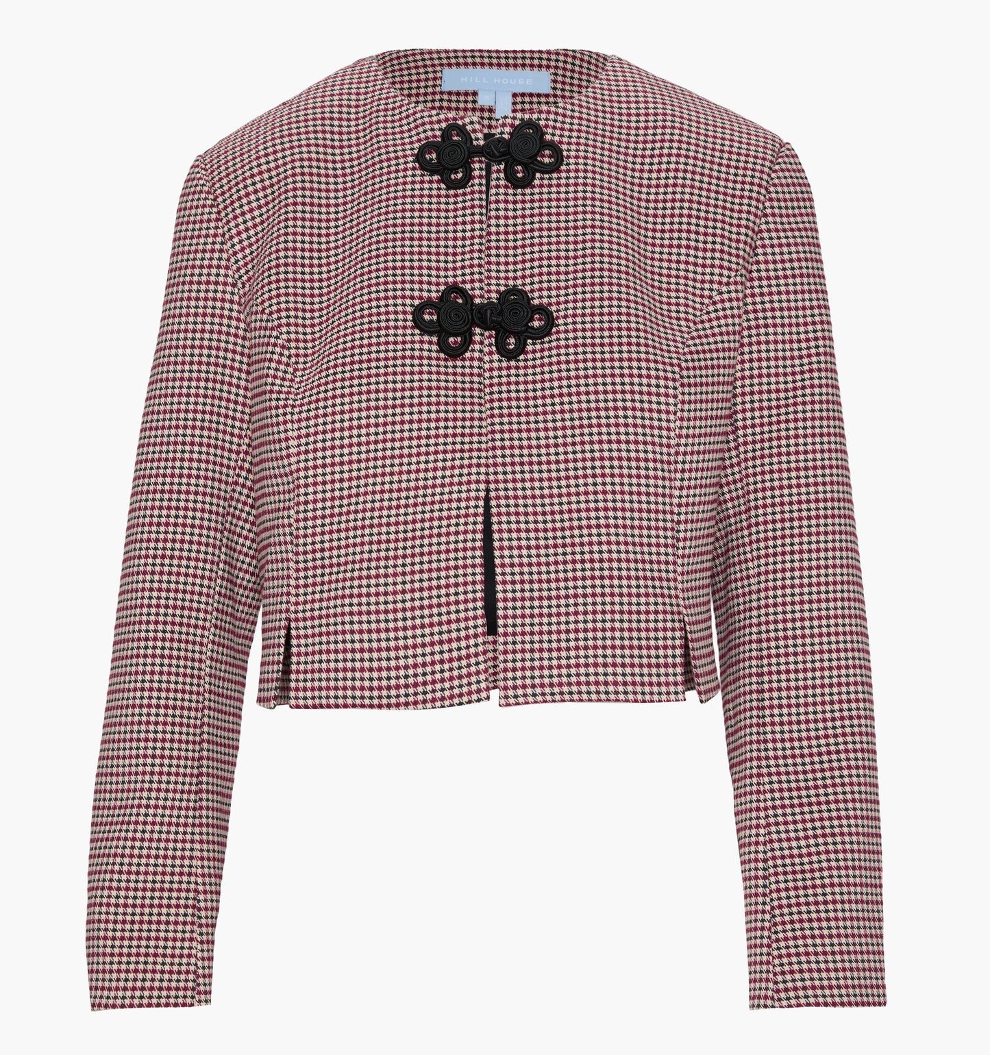 The Aubriella Jacket - Burgundy Holmes Houndstooth
