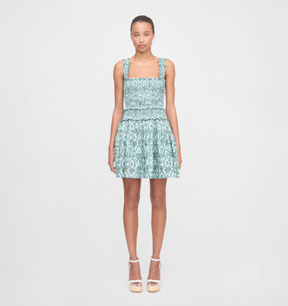 The Azalea Mini Nap Dress - Green Palm Ikat