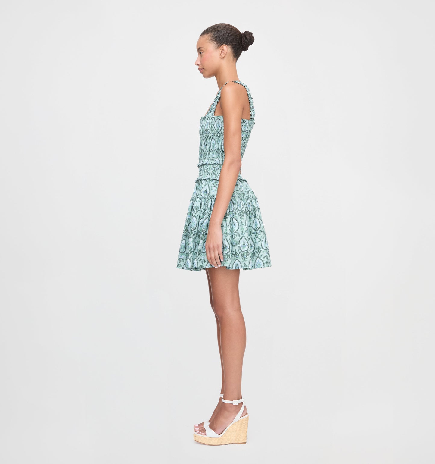 The Azalea Mini Nap Dress - Green Palm Ikat