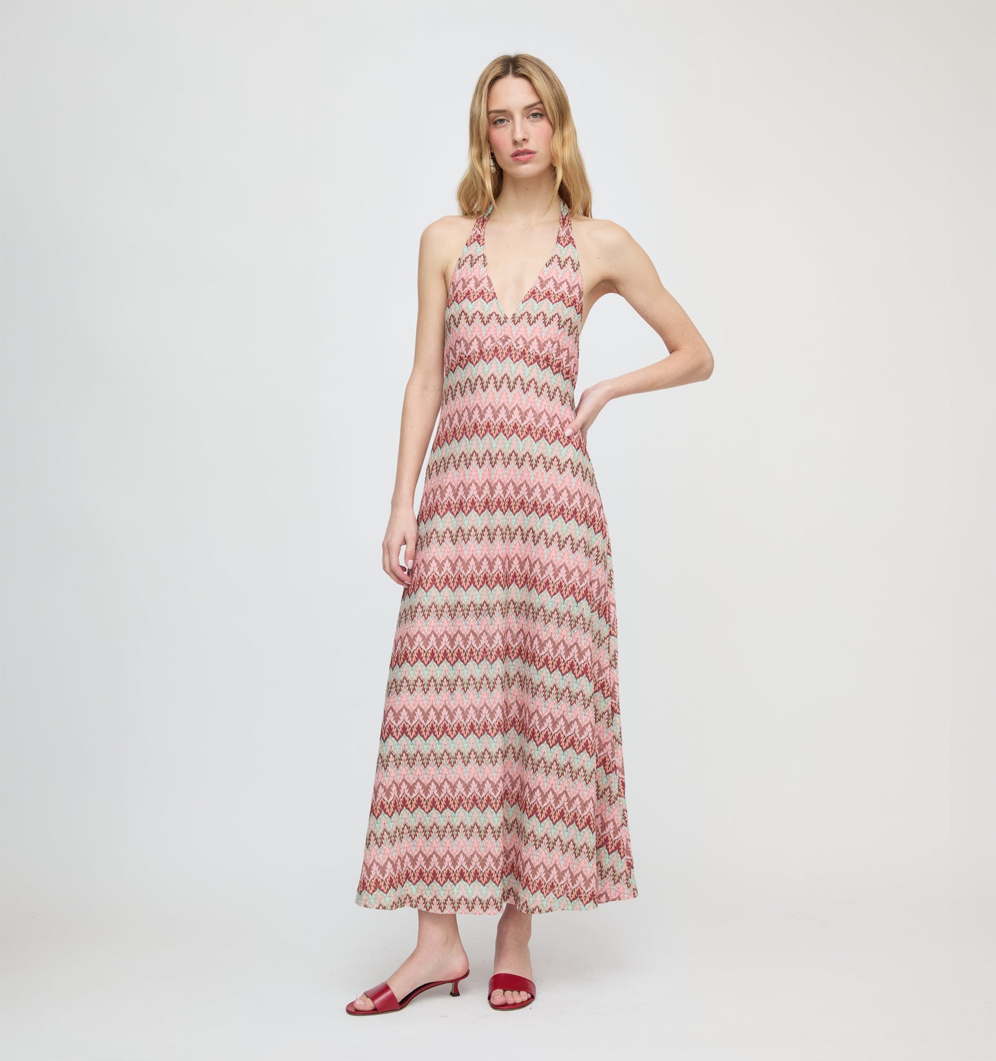 The Bela Dress - Pink Multi Smooth Shimmer Knit