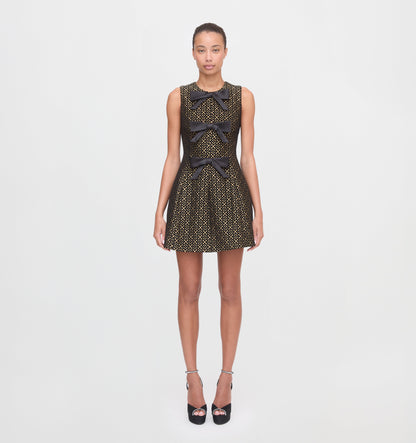 The Blythe Bow Dress - Metallic Brocade