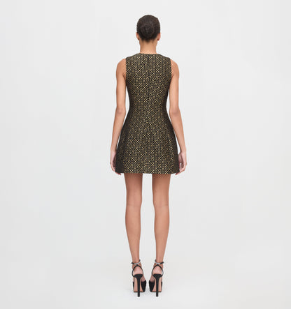 The Blythe Bow Dress - Metallic Brocade
