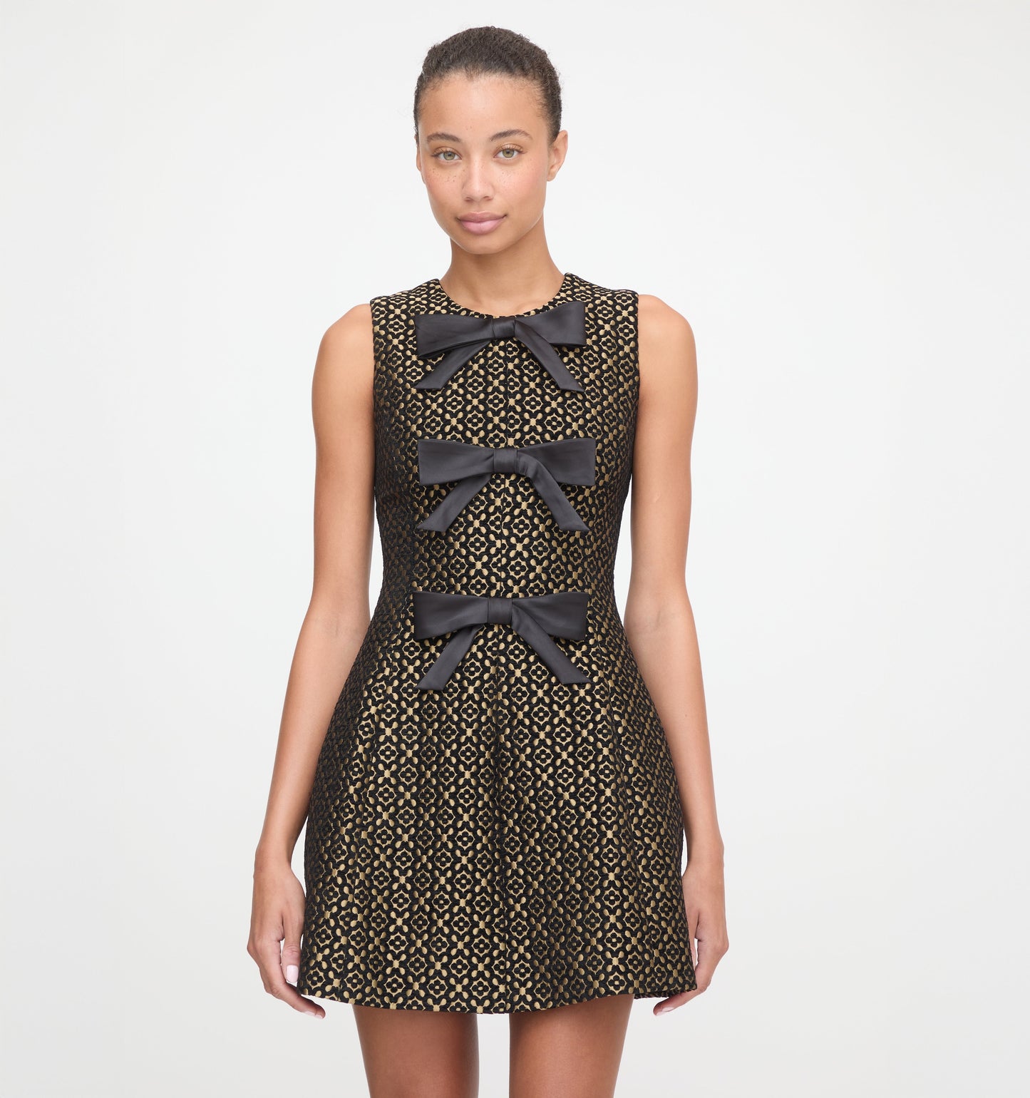The Blythe Bow Dress - Metallic Brocade