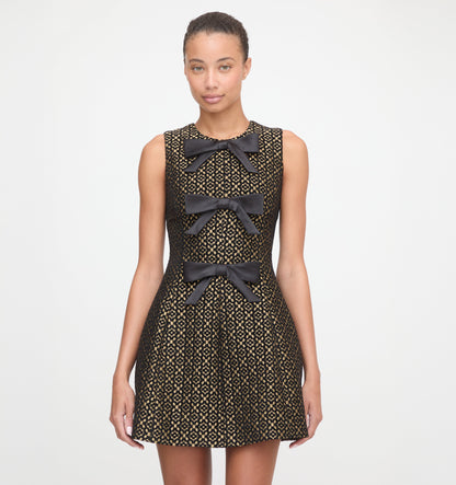 The Blythe Bow Dress - Metallic Brocade