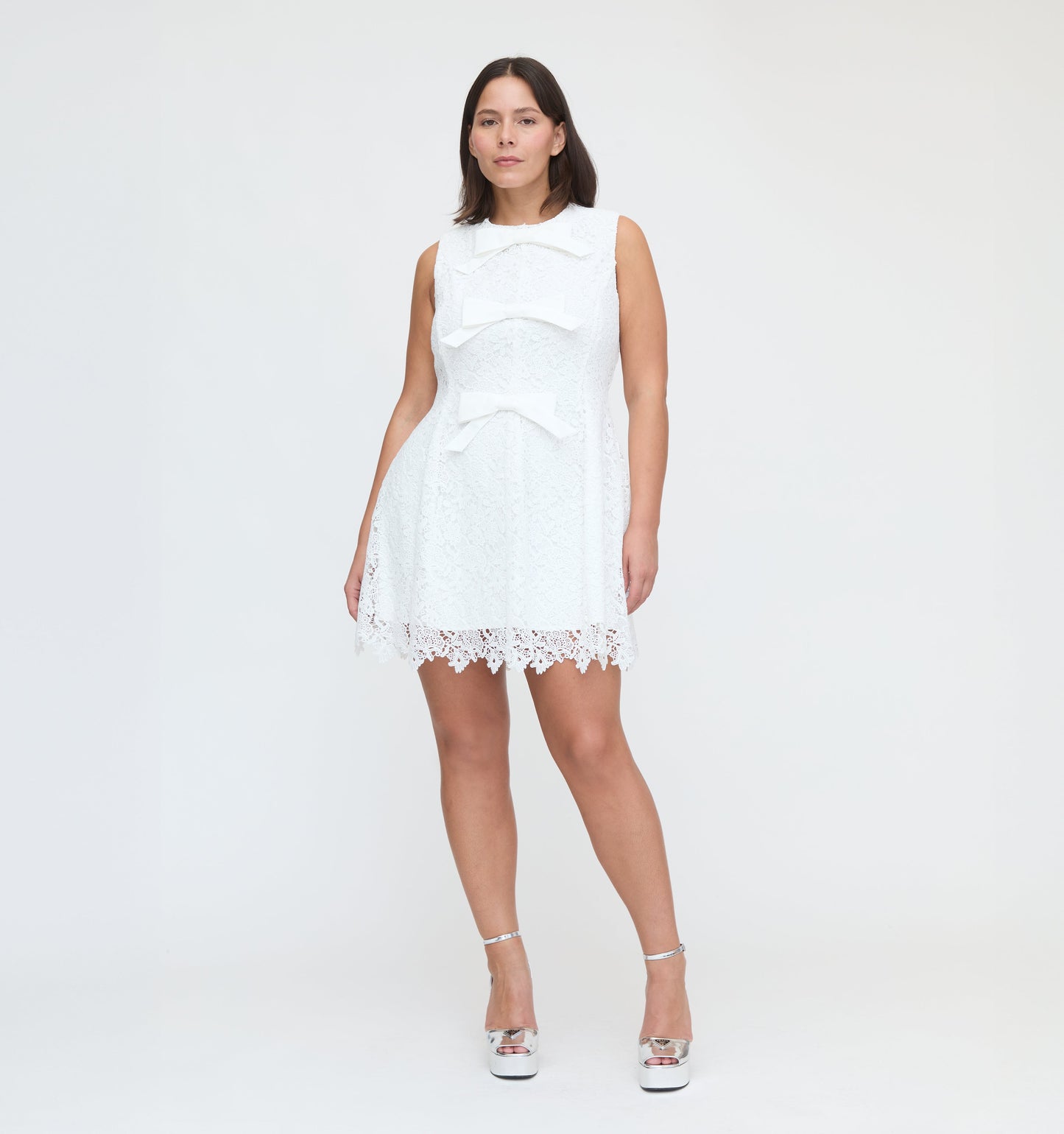 The Blythe Bow Dress - White Lace
