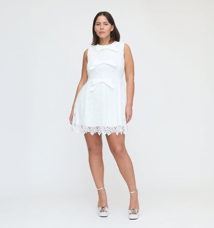 The Blythe Bow Dress - White Lace