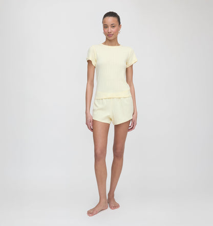 The Coco Pointelle PJ Set - Butter Yellow Pointelle
