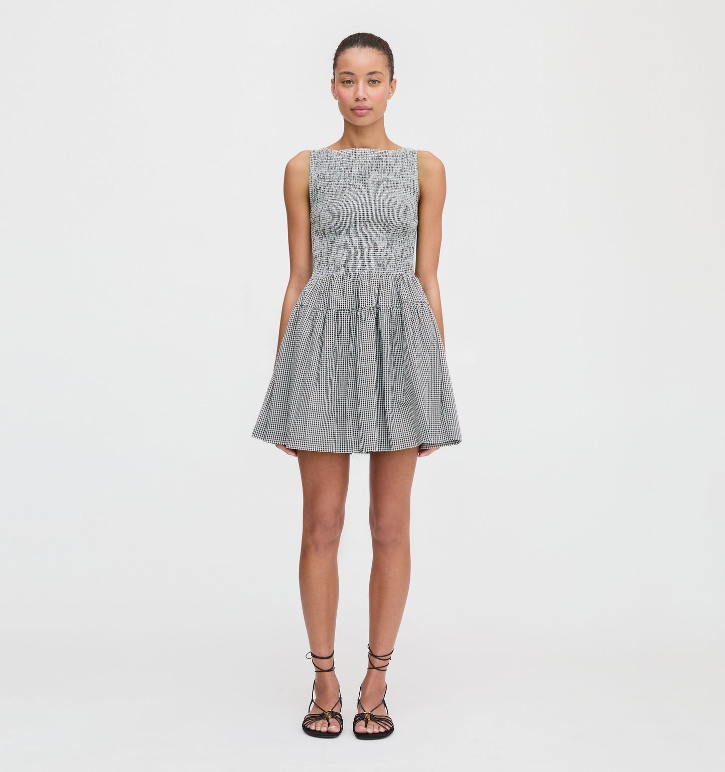 The Cosima Mini Nap Dress - Black/Sand Gingham