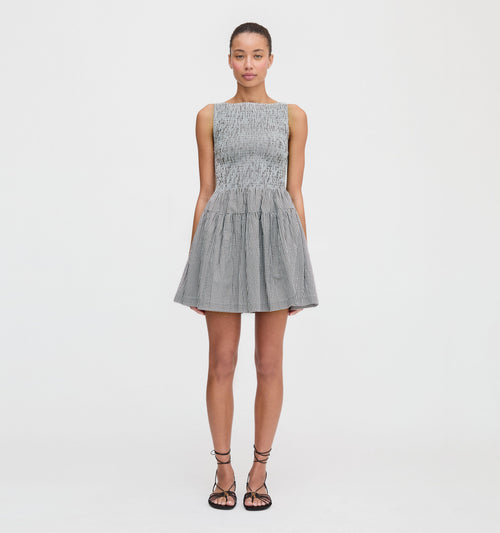 The Cosima Mini Nap Dress - Black/Sand Gingham