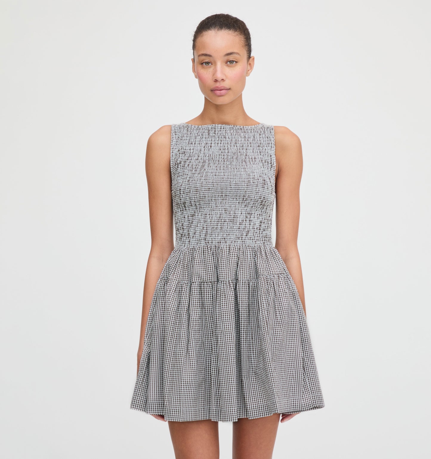 The Cosima Mini Nap Dress - Black/Sand Gingham
