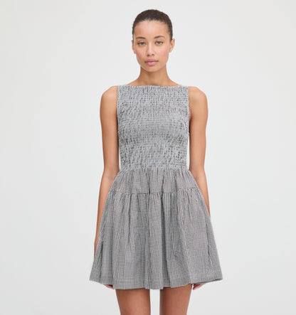 The Cosima Mini Nap Dress - Black/Sand Gingham