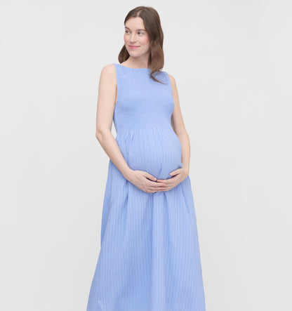 The Maternity Cosima Nap Dress - Bluebird