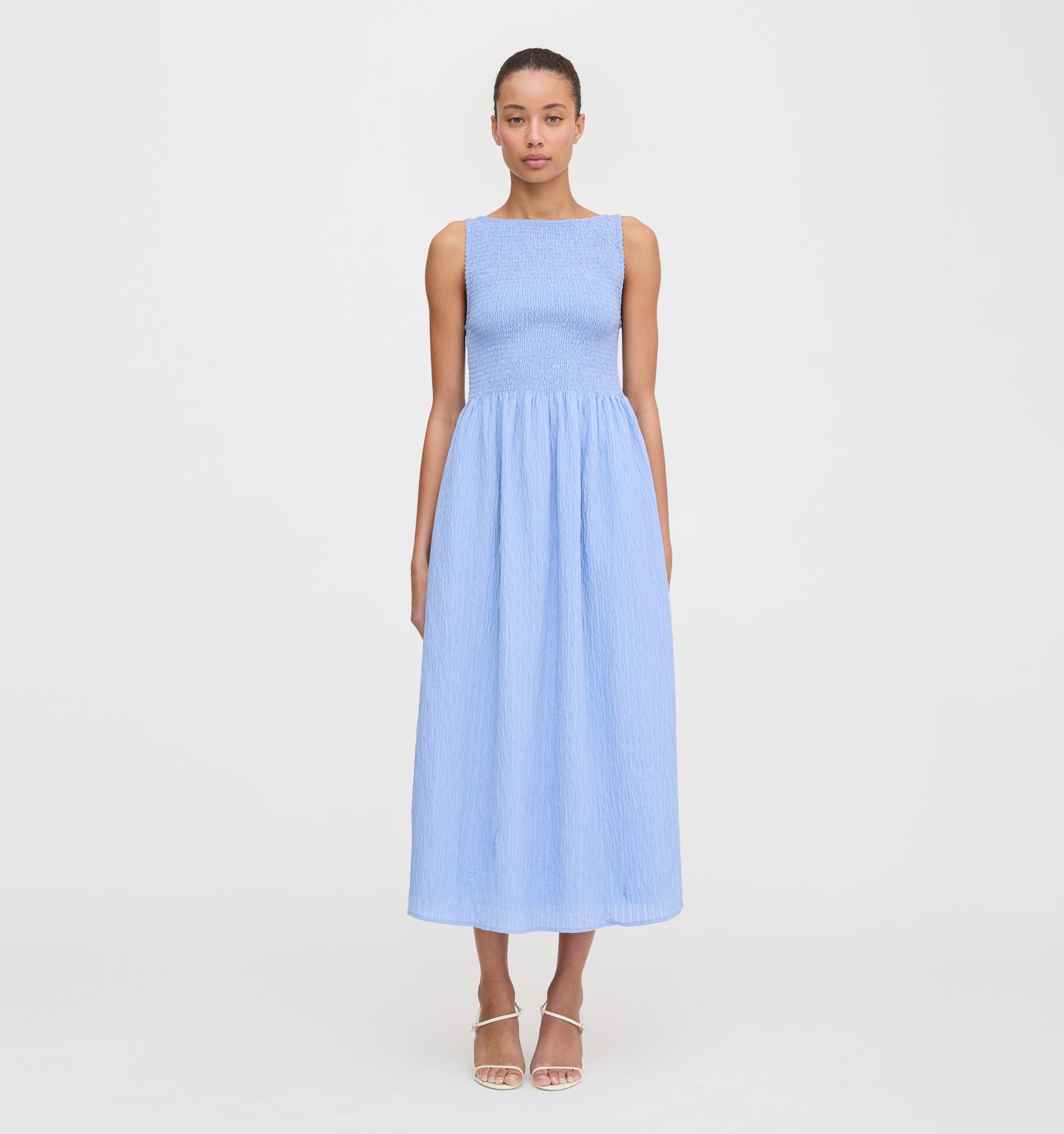 The Cosima Nap Dress - Bluebird Tonal Seersucker