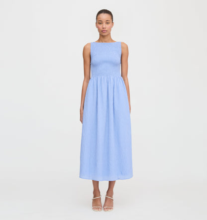 The Cosima Nap Dress - Bluebird Tonal Seersucker
