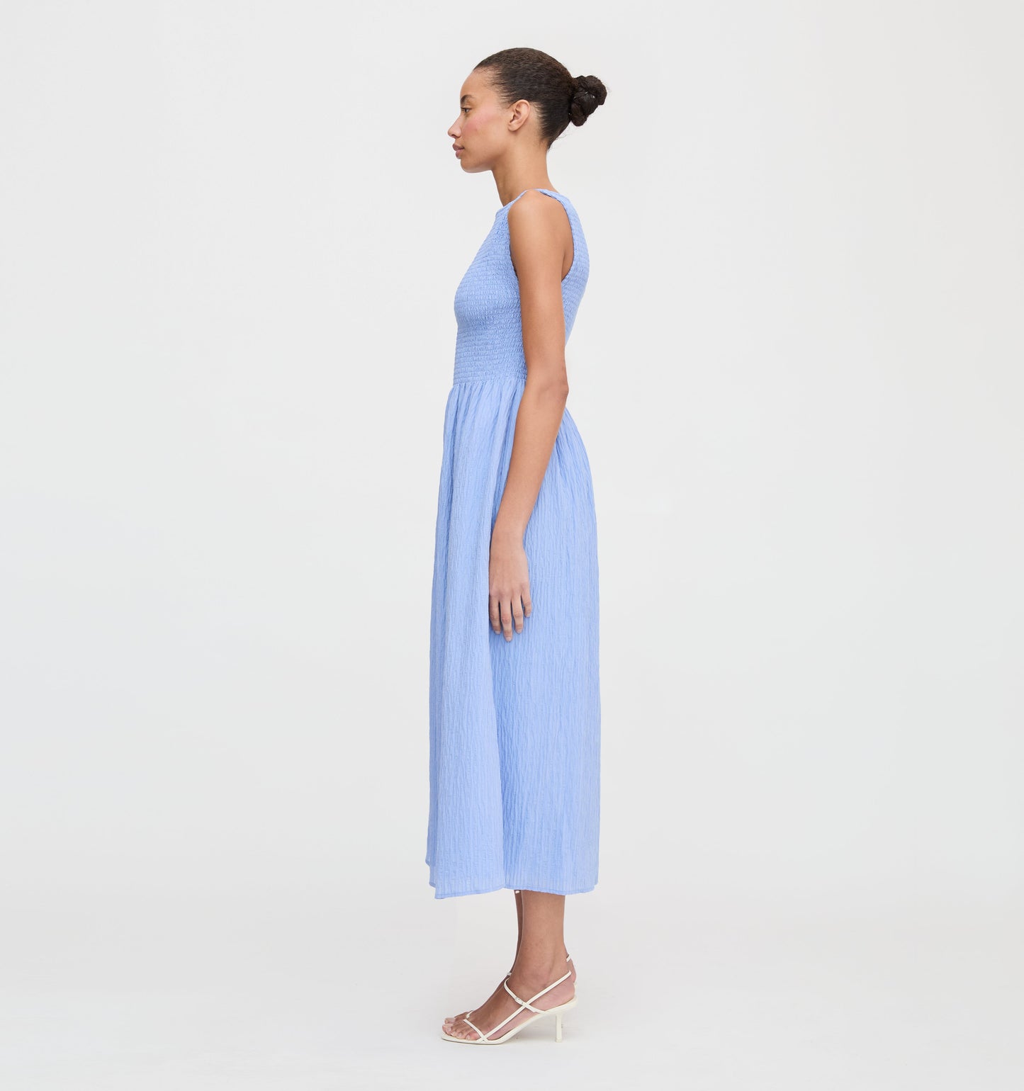 The Cosima Nap Dress - Bluebird Tonal Seersucker