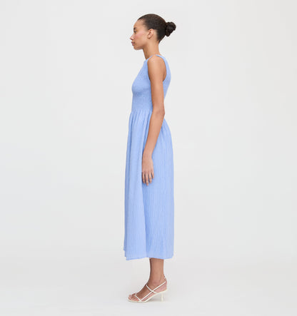 The Cosima Nap Dress - Bluebird Tonal Seersucker