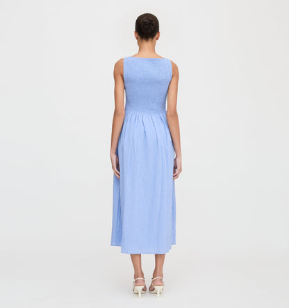 The Cosima Nap Dress - Bluebird Tonal Seersucker