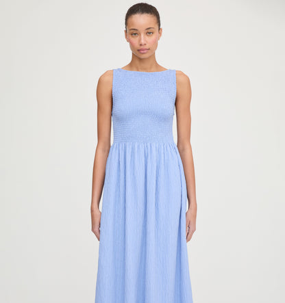 The Cosima Nap Dress - Bluebird Tonal Seersucker