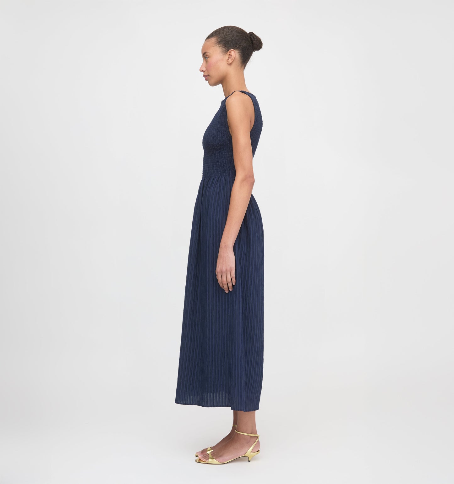 The Cosima Nap Dress - Navy Tonal Seersucker