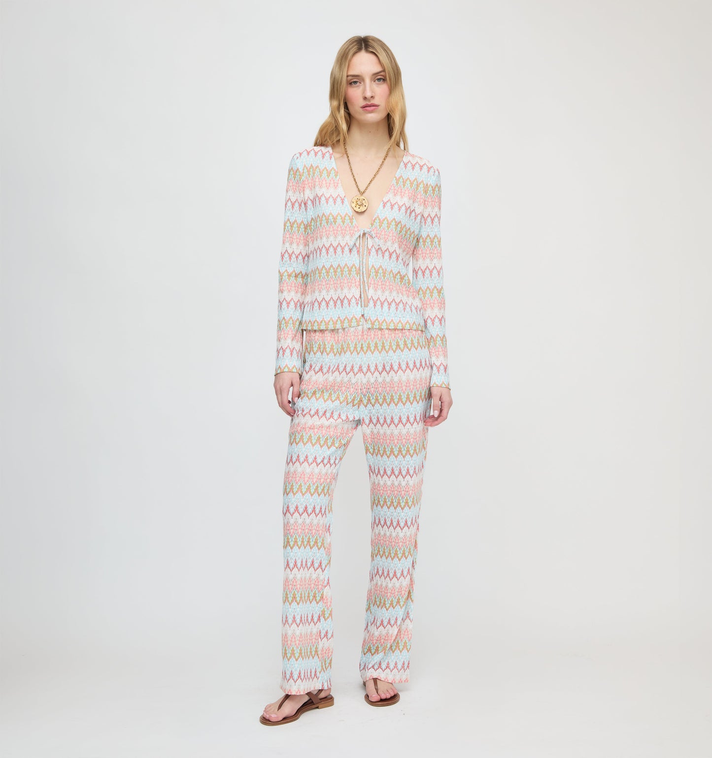 The Delia Top - White Multi Smooth Shimmer Knit