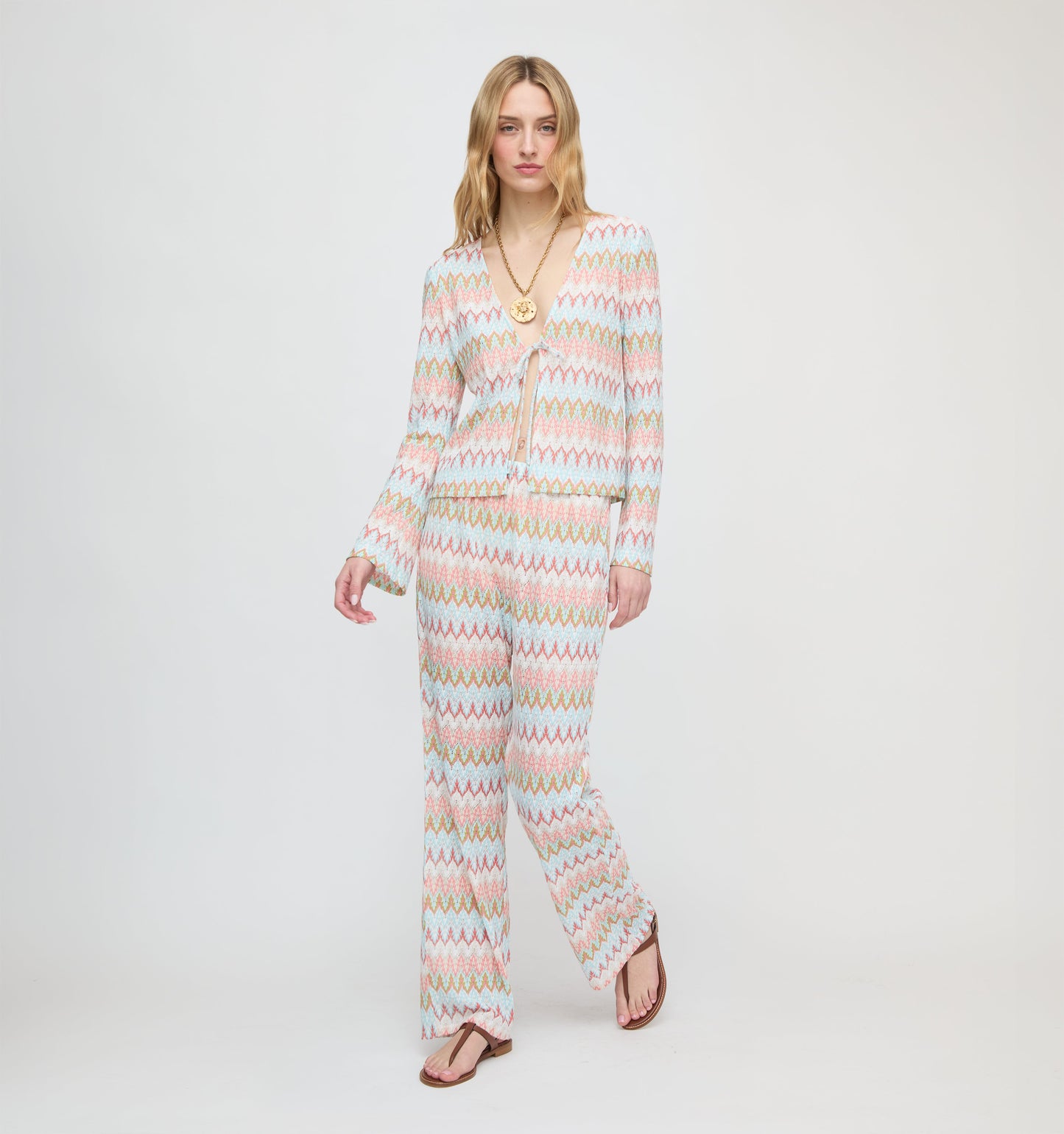 The Delia Top - White Multi Smooth Shimmer Knit