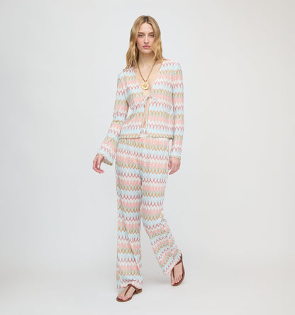 The Delia Top - White Multi Smooth Shimmer Knit