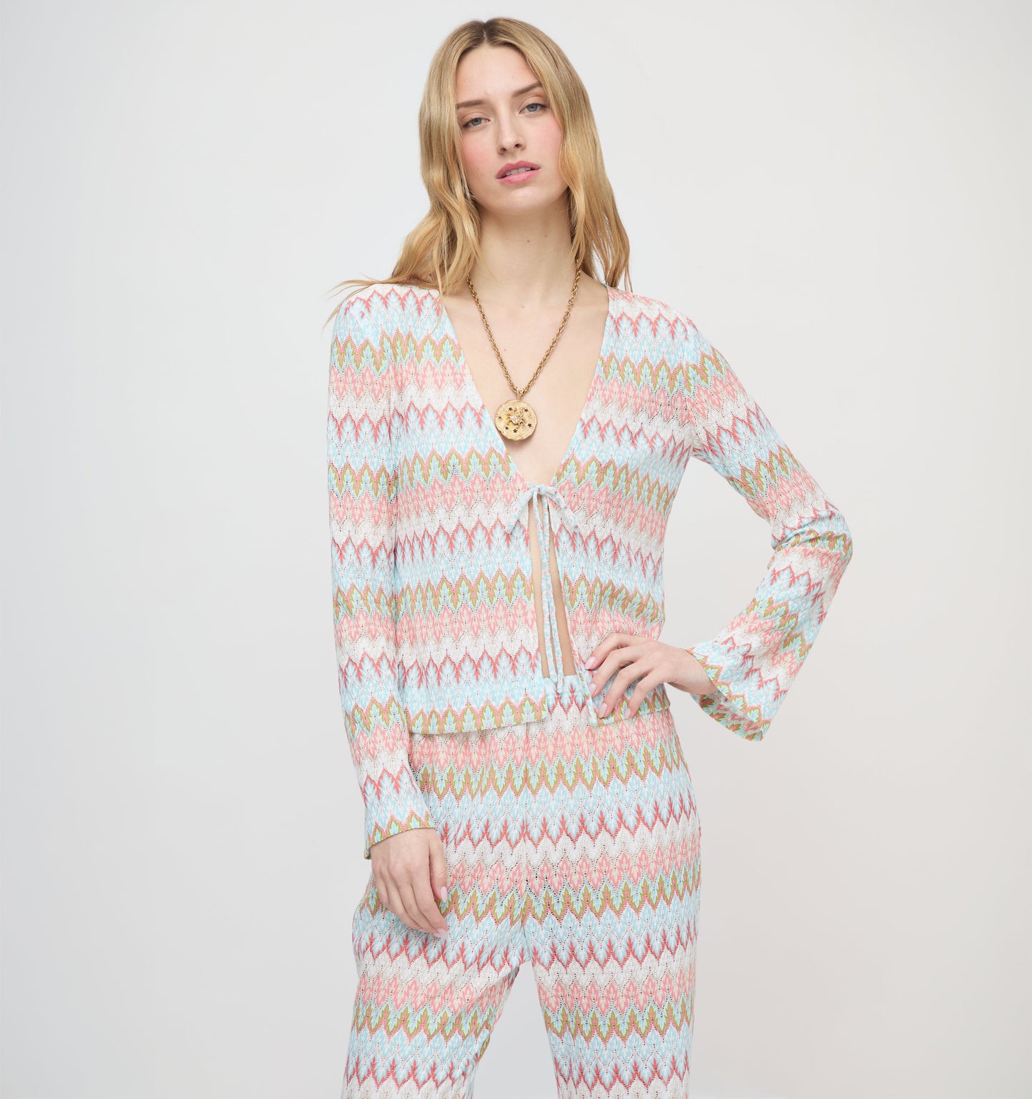 The Delia Top - White Multi Smooth Shimmer Knit