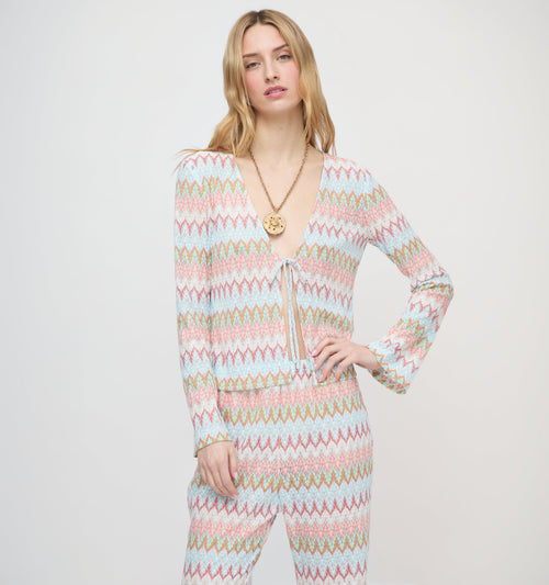 The Delia Top - White Multi Smooth Shimmer Knit