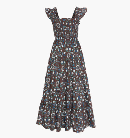 The Ellie Maxi Nap Dress - Chocolate Swedish Floral