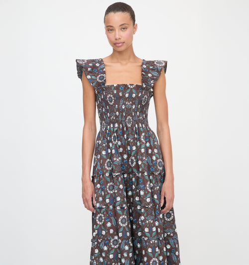 The Ellie Maxi Nap Dress - Chocolate Swedish Floral