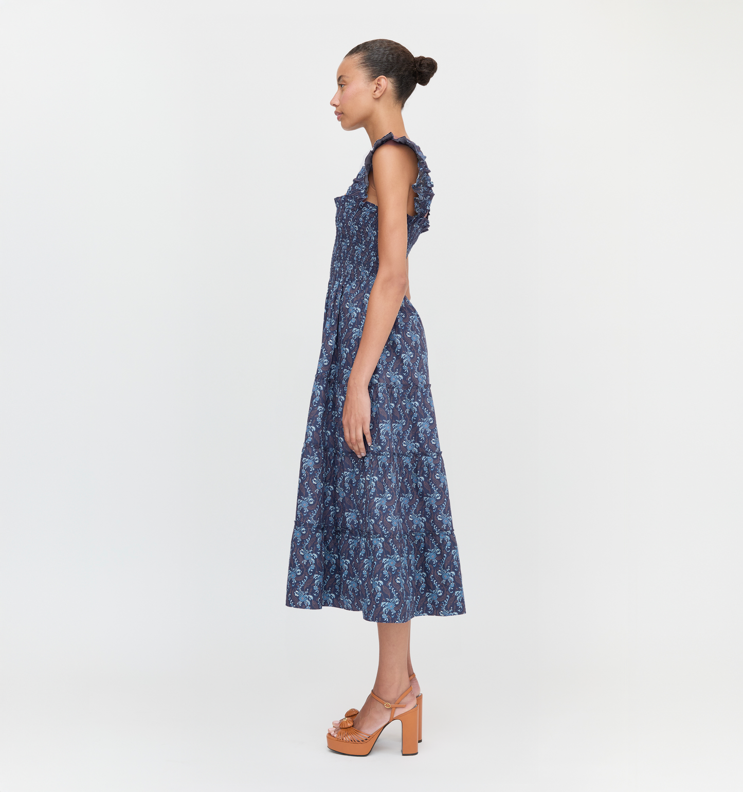 The Ellie Nap Dress - Navy Cala Paisley
