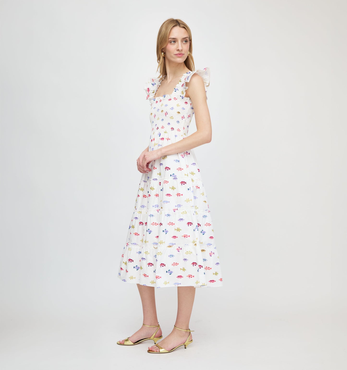 The Ellie Nap Dress - White Rainbow Fish