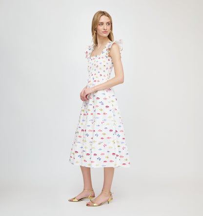 The Ellie Nap Dress - White Rainbow Fish