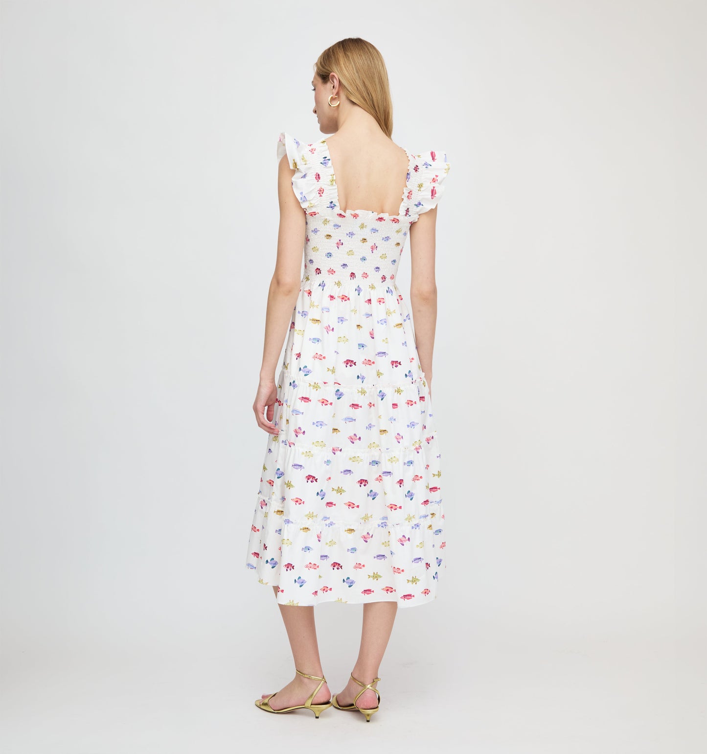 The Ellie Nap Dress - White Rainbow Fish