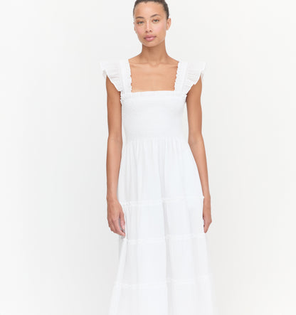 The Ellie Nap Dress - White Shadow Stripe