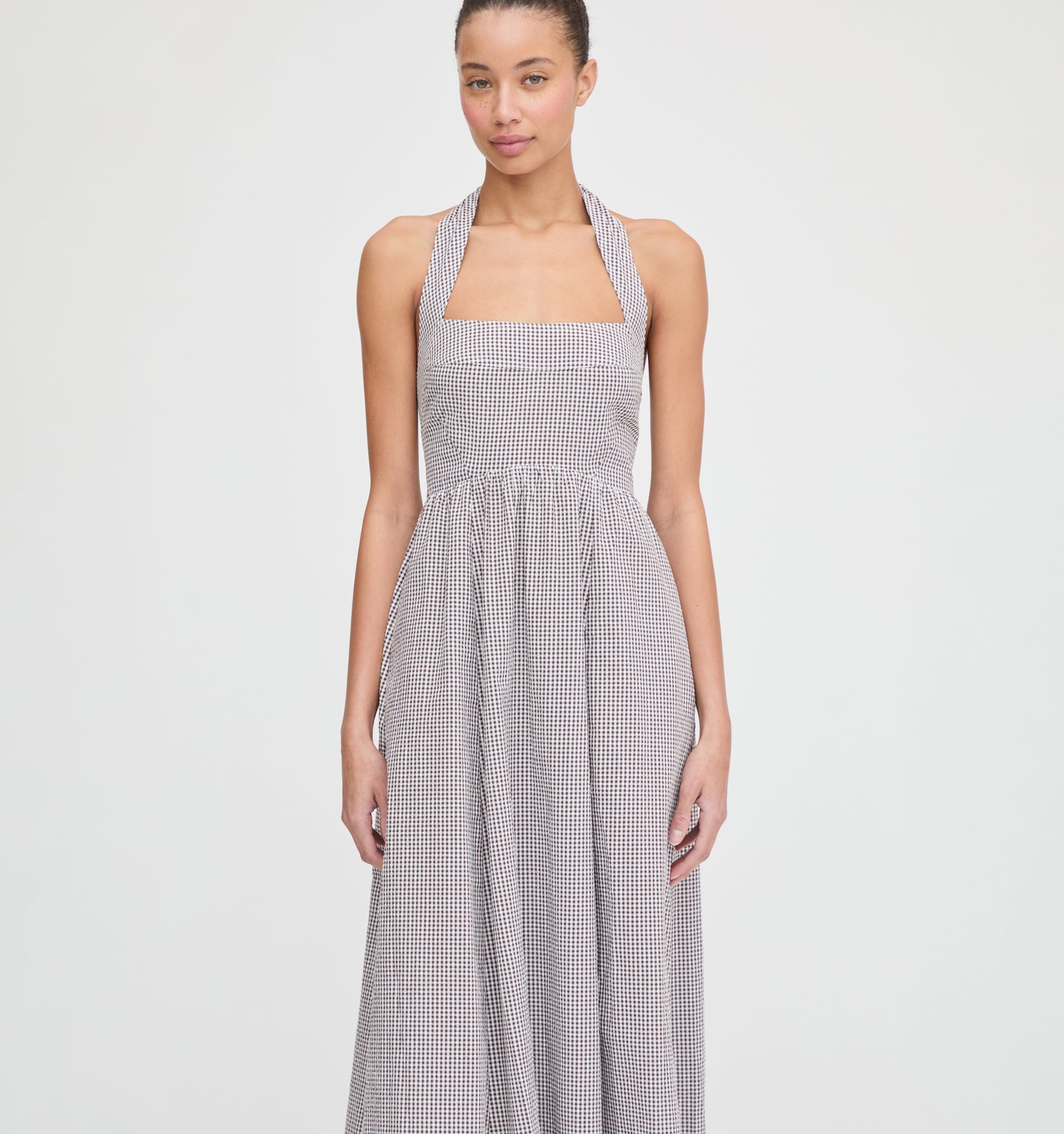 The Fleur Midi Dress - Chocolate Gingham