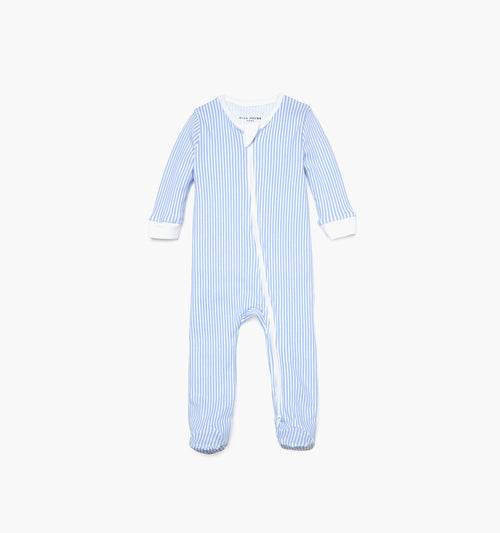 The Footie Pajama - Blue/White Stripe