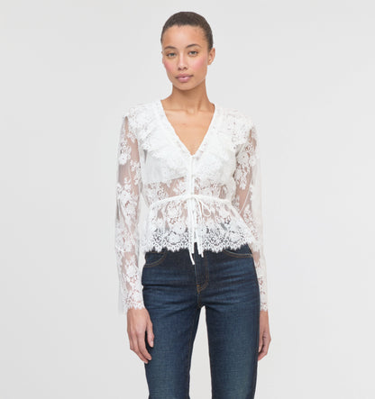 The Zoya Top - White Magnolia Lace