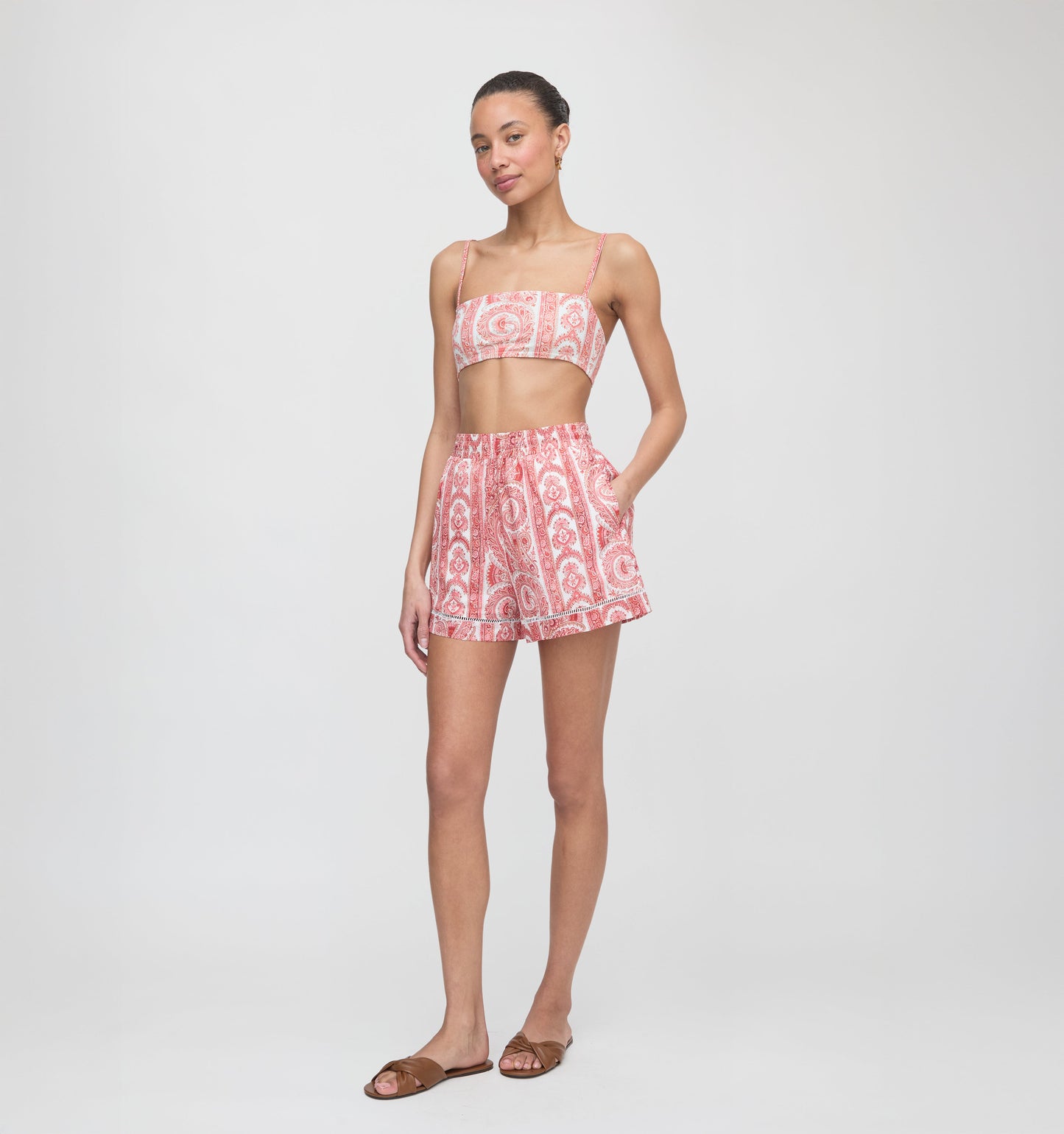 The Audrey Short - Coral Corsica Paisley