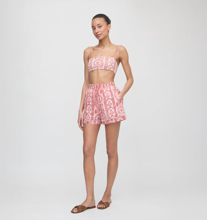 The Audrey Short - Coral Corsica Paisley