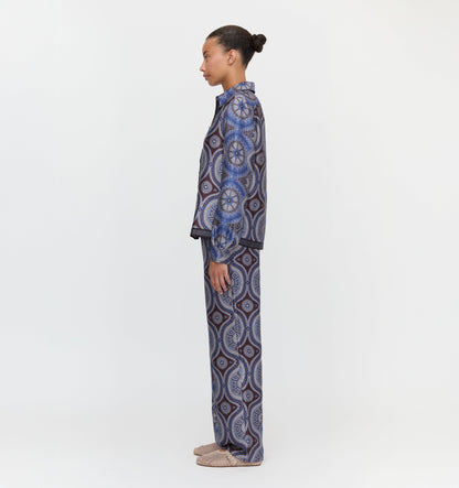 The Taylor Pant - Brown Cobalt Medallion