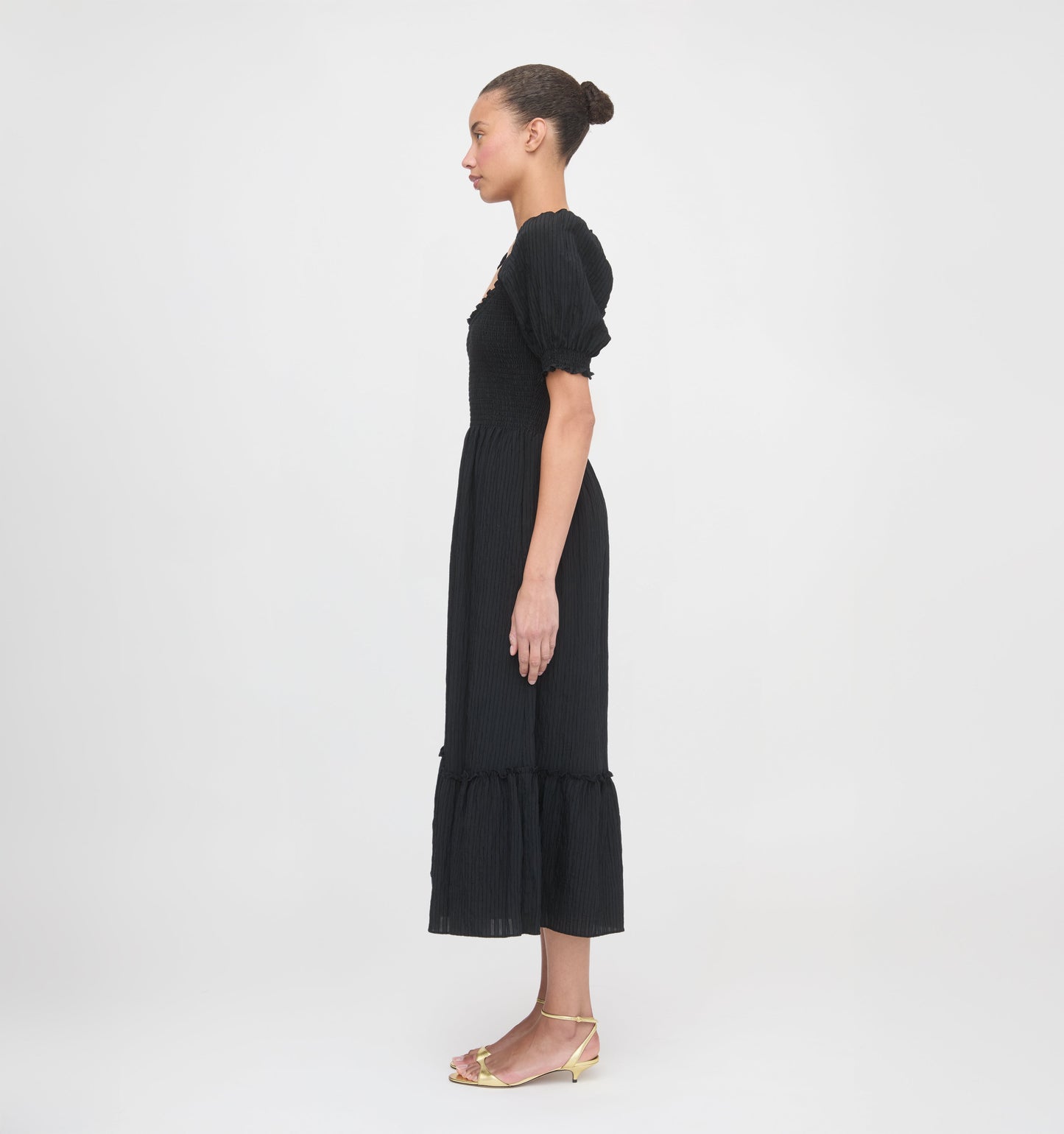The Louisa Nap Dress - Black Tonal Seersucker