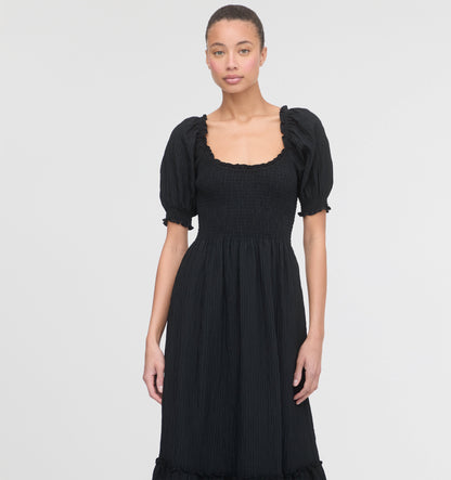 The Louisa Nap Dress - Black Tonal Seersucker