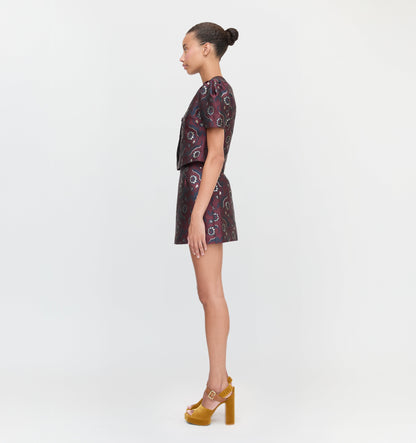 The Hallie Skirt - Burgundy Baroque Jacquard
