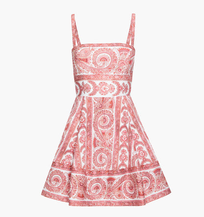 The Margot Mini Dress - Coral Corsica Paisley