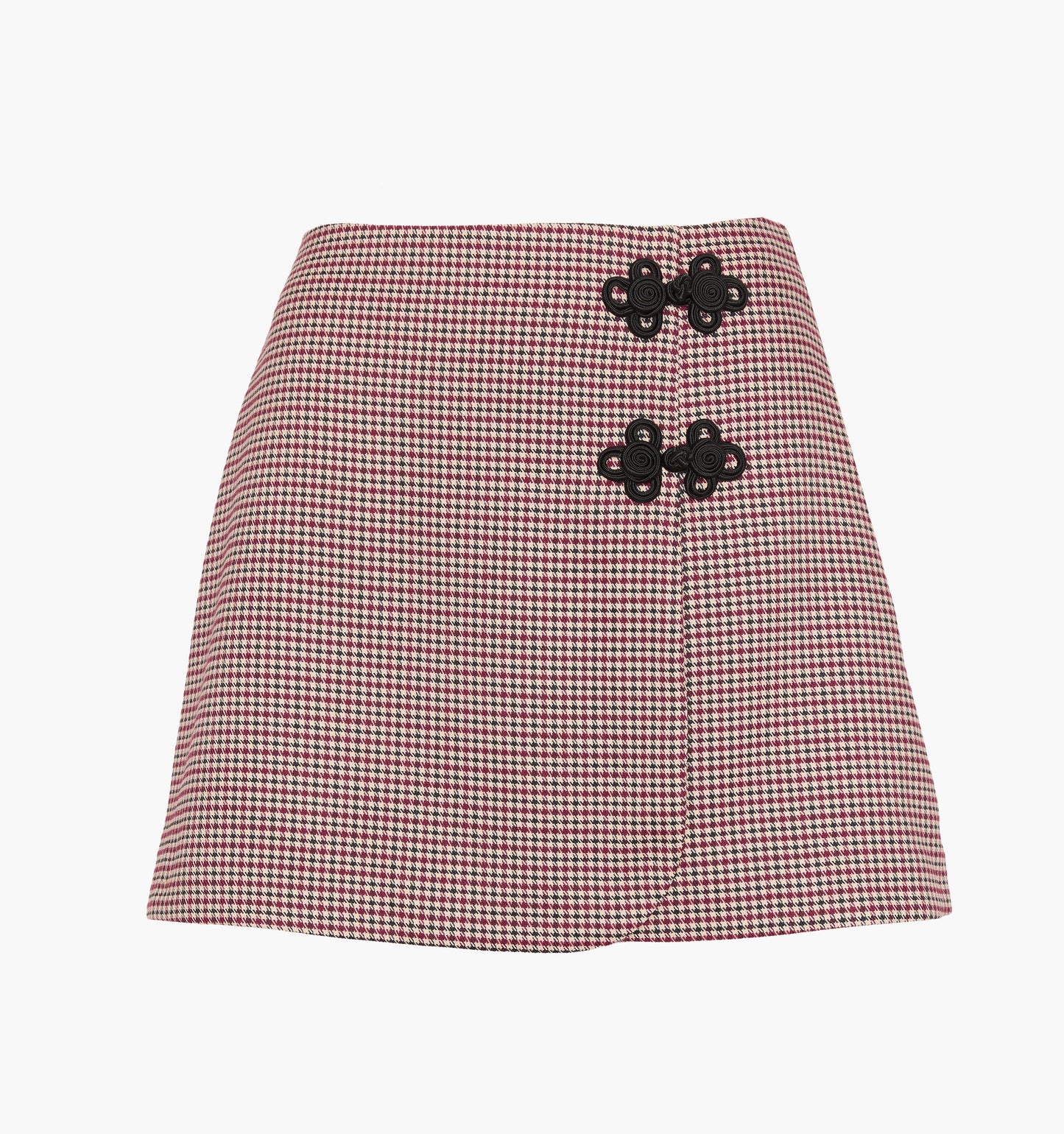 The Melody Skirt - Burgundy Holmes Houndstooth