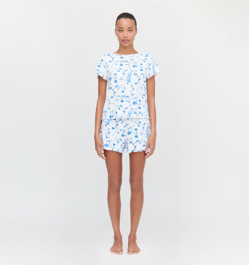 The Nina Pajama Set - Blue Botanical