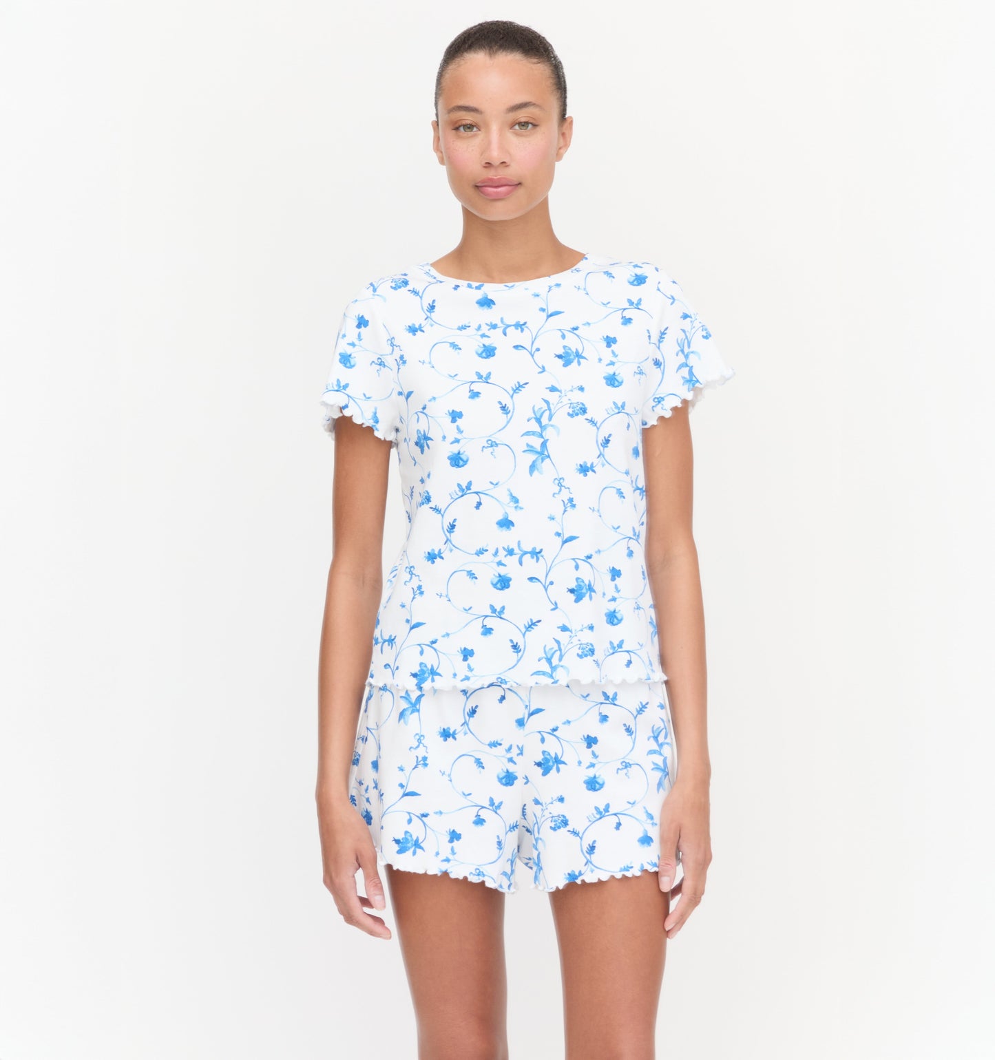 The Nina Pajama Set - Blue Botanical