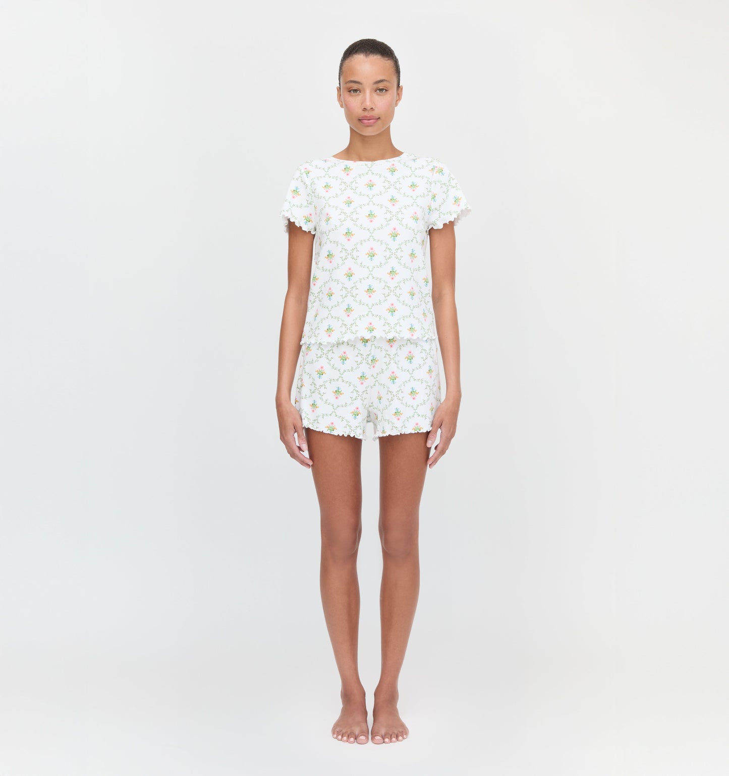 The Nina Pajama Set - Pastel Trellis